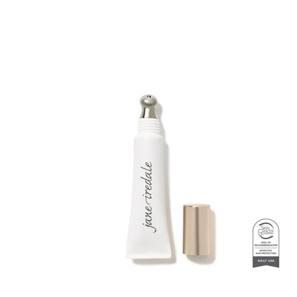 White skincare product with cap and certification label on a white background