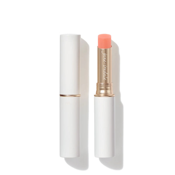 Jane Iredale Just Kissed Lip and Cheek Stain in Forever Pink, uncapped to show the tinted balm.