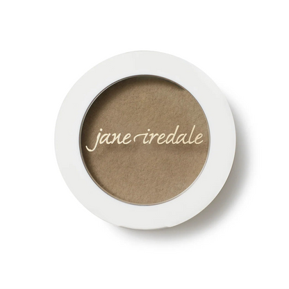 Cosmetic compact with brown shade and 'jane iredale' branding on a white background