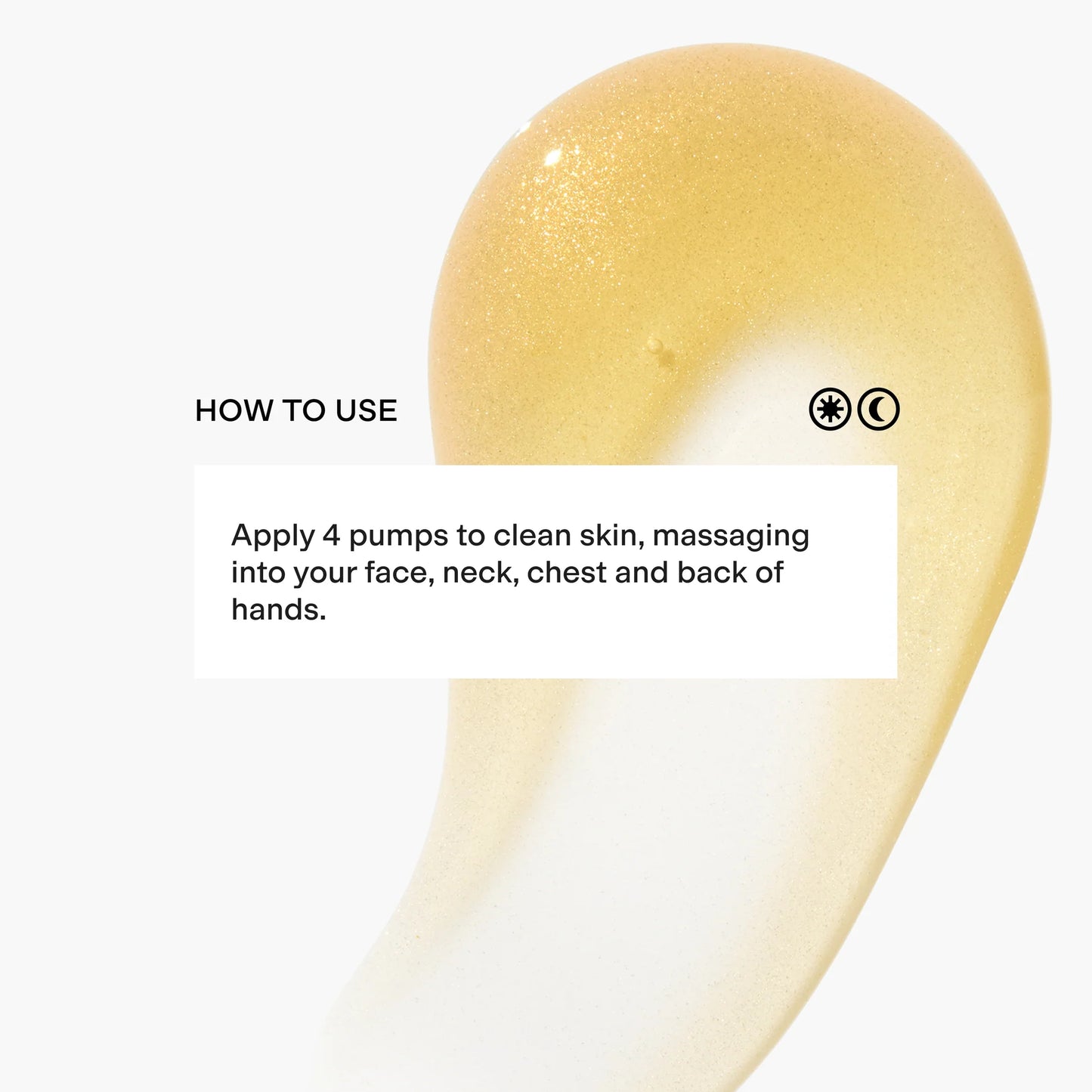 Yellow skincare product with application instructions on a white background