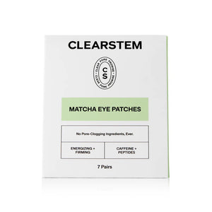 ClearStem Matcha Eye Patches carton showing the seven-pair pack on a plain white background.