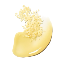 Yellow cream with a dollop of white cream on top