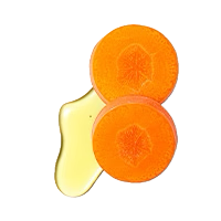 Two orange carvings on a white background