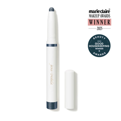 Lip liner with purple cap and base, featuring Marie Claire and Good Housekeeping awards on a white background.
