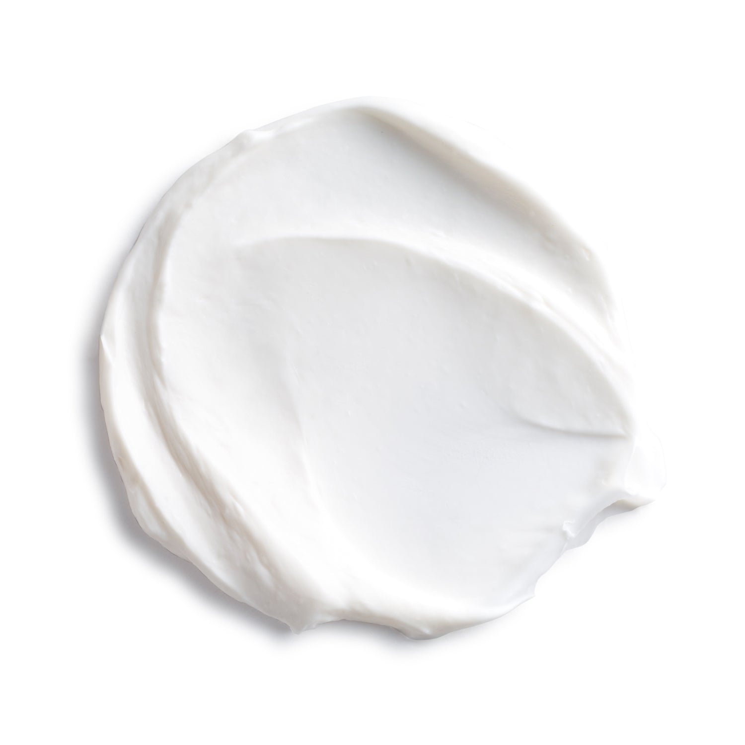 White cream swatch on a white background