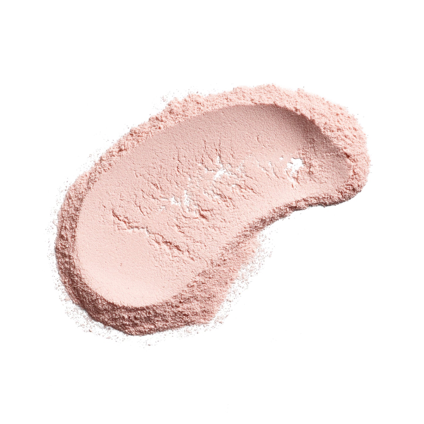 Pink makeup powder swatch on a white background