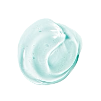 Close-up of a light blue cream or gel on a white background