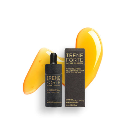 Irene Forte skincare product with yellow applicator on a white background