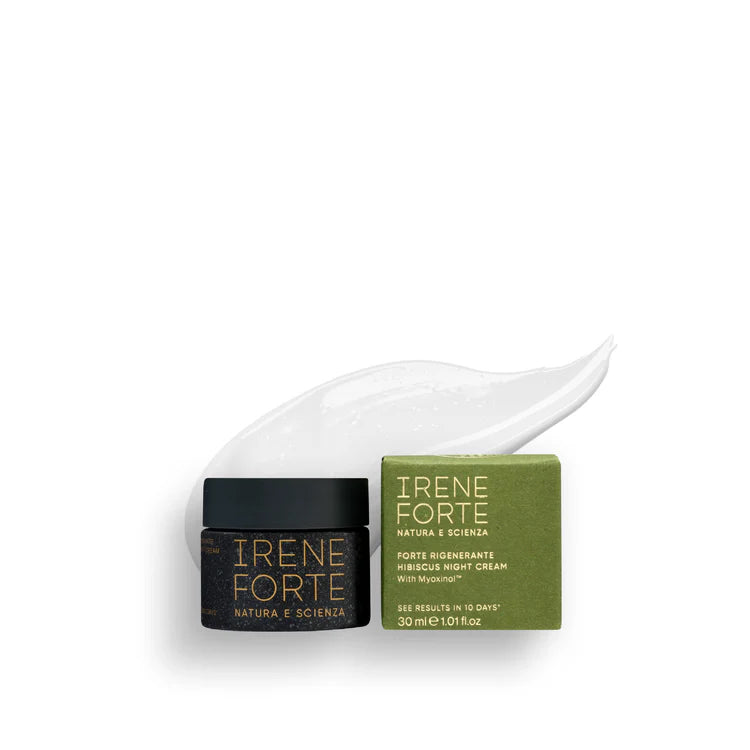 Irene Forte skincare product with jar and packaging on a white background
