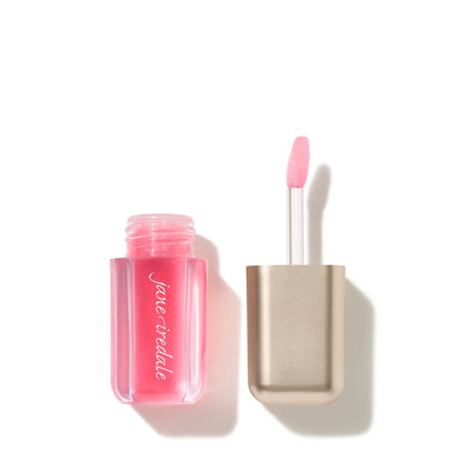Jane Iredale Just Kissed pH Lip Oil in Blooming Pink, uncapped with the applicator beside it.