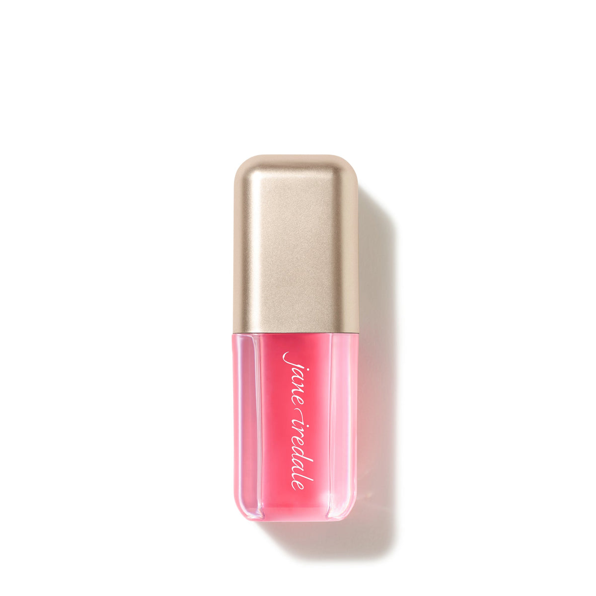 Jane Iredale Just Kissed pH Lip Oil in Blooming Pink, capped, with its gold top.