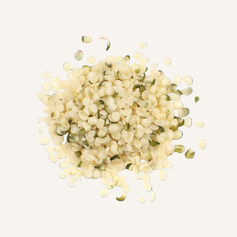 Hemp seeds on a white background