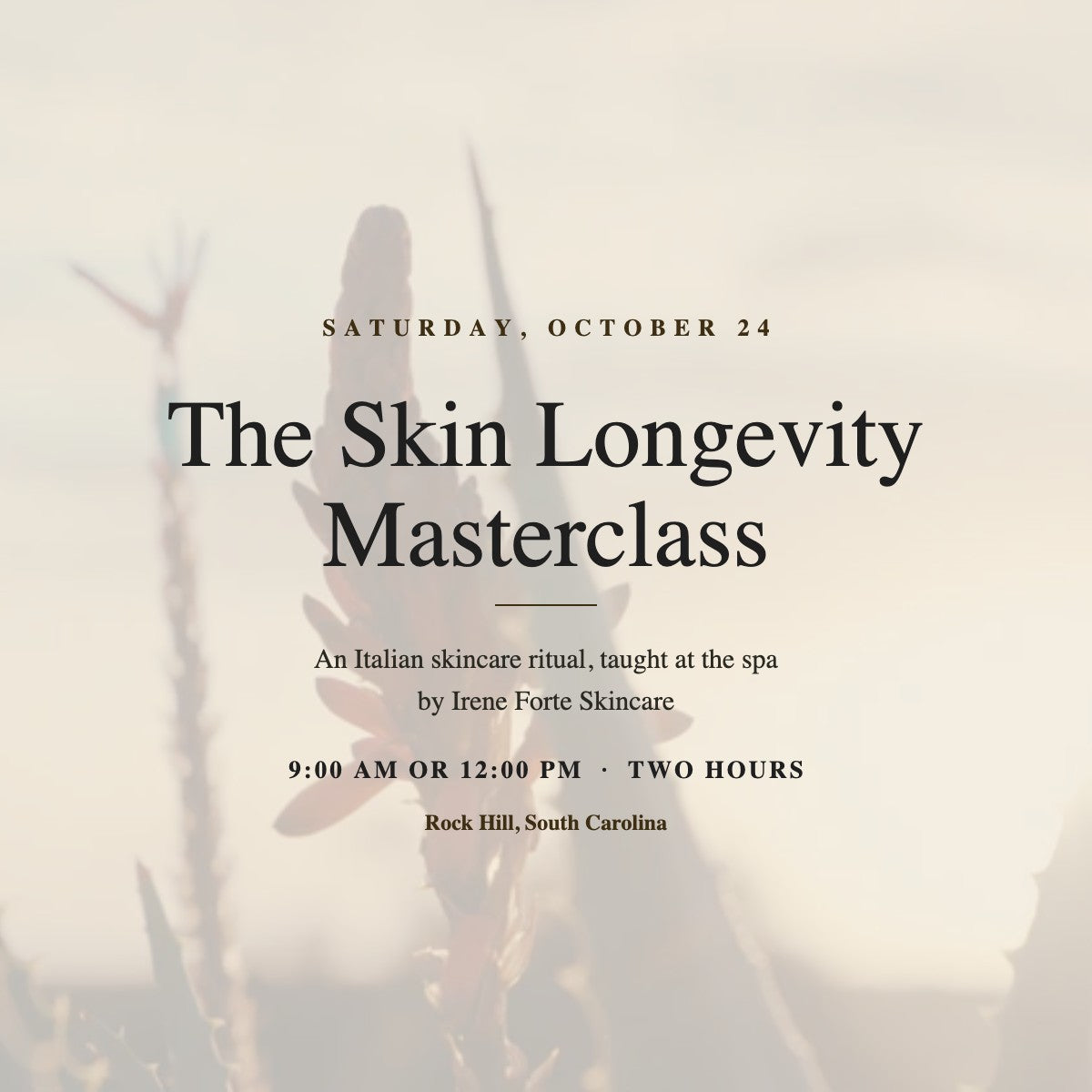 The Skin Longevity Masterclass, Saturday October 24, Rock Hill South Carolina