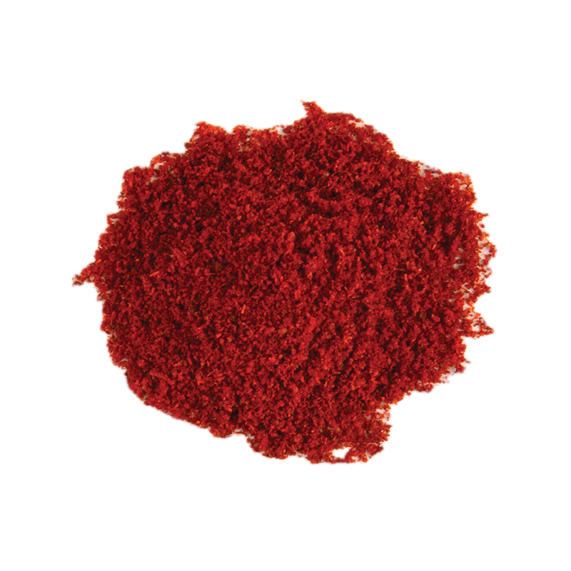 Red powder on a white background