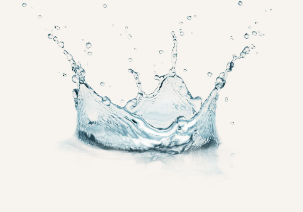 Water splash with droplets on a white background